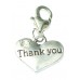 Heart Shaped Thank You Clip on Charm